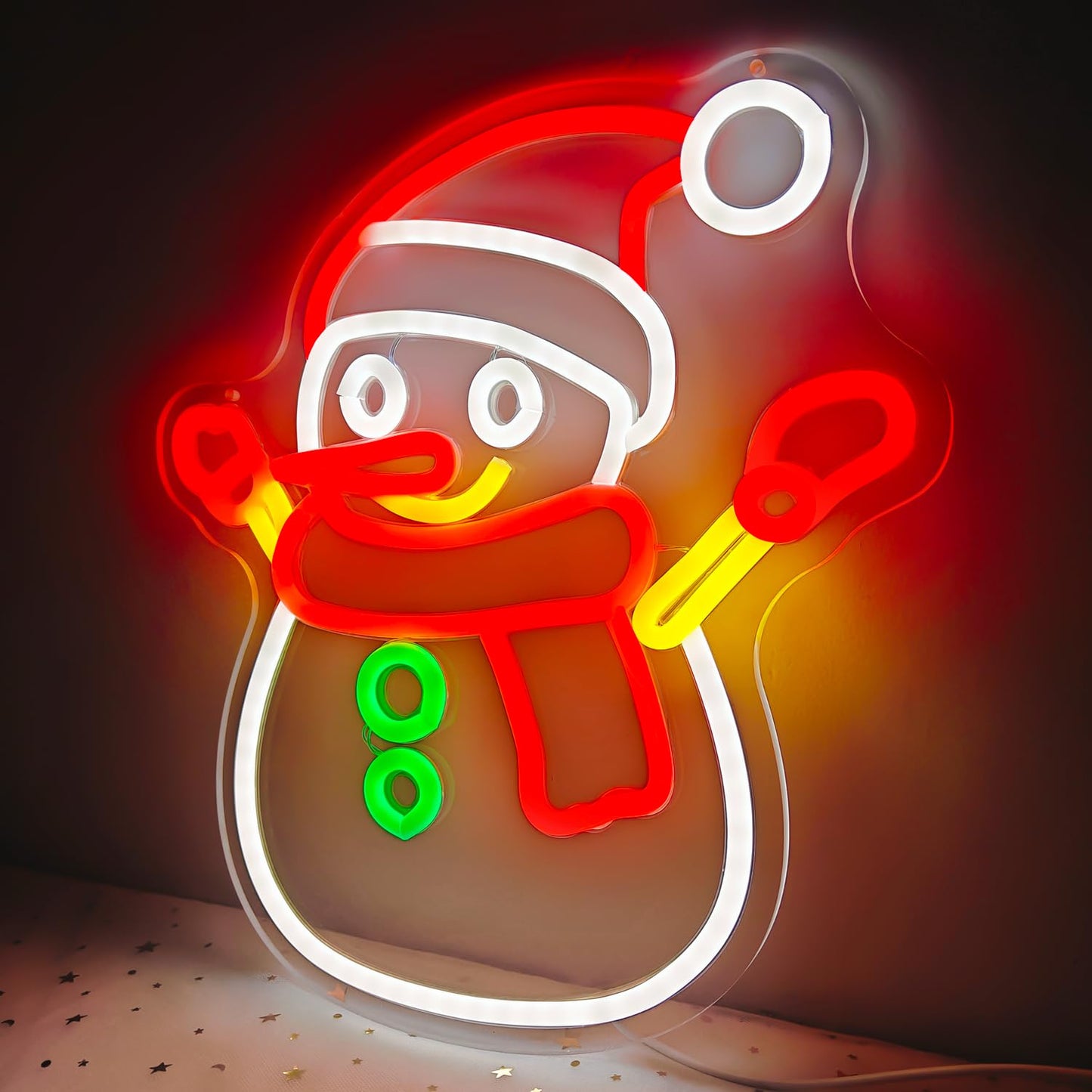 Cheunyar Christmas Snowman Neon Sign Dimmable Christmas Neon Signs for Wall Decor Led Neon Signs Light Up Sign for Bedroom Cafe Bar living Room Neon Light Signs for Christmas Party Gift