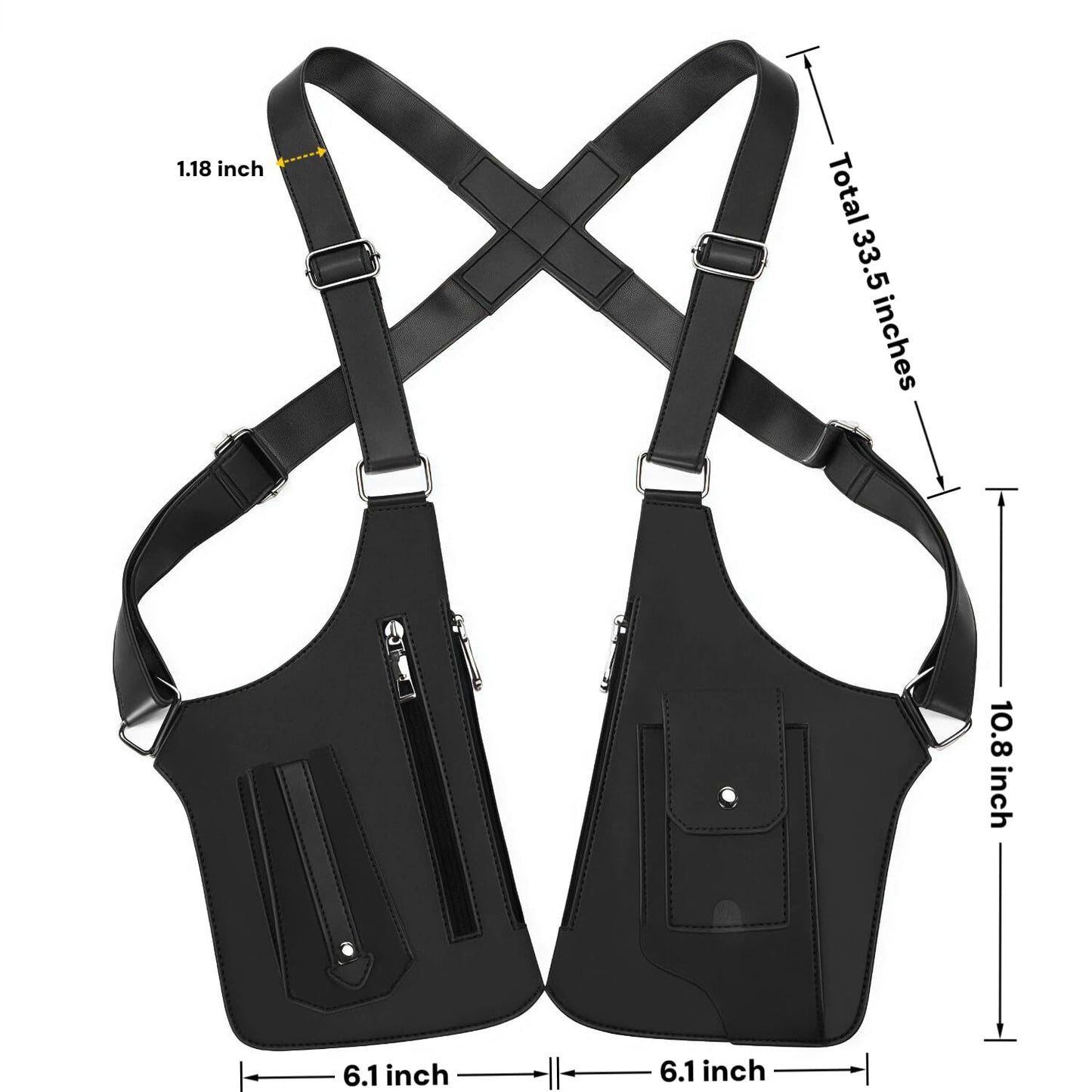 Premium Shoulder Bag for Men, Double Shoulder Armpit Bag Fashion Underarm Holster Wallet Adjustable PU Leather Waterproof Anti-Theft Harness for Men- Boyfriend, Father, Teen Gifts