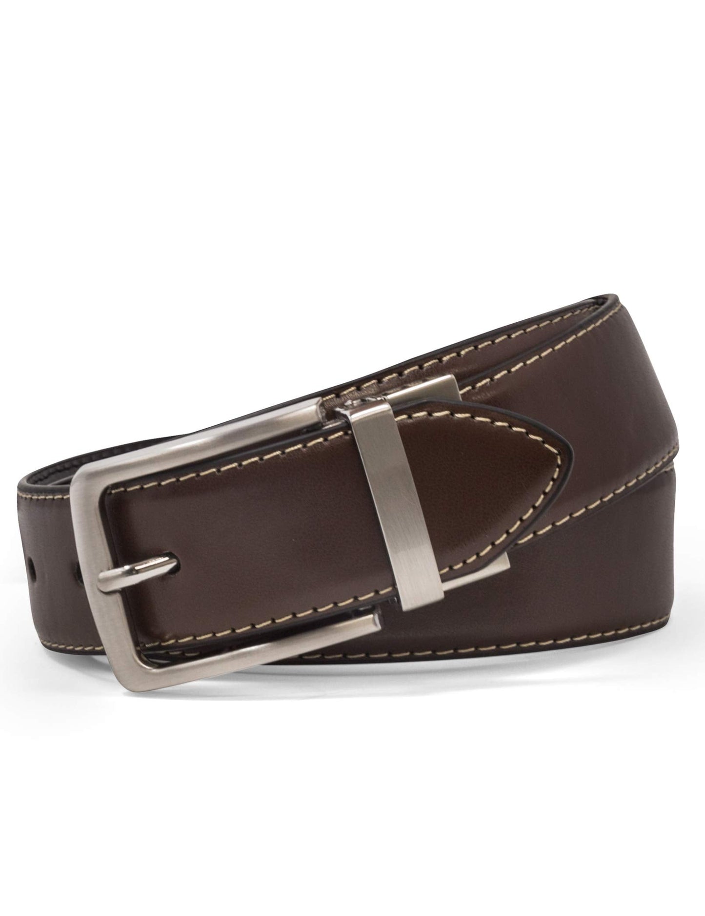 Steve Madden Reversible Men's Dress Casual Every Day Leather Belt, Brown/Black, 34