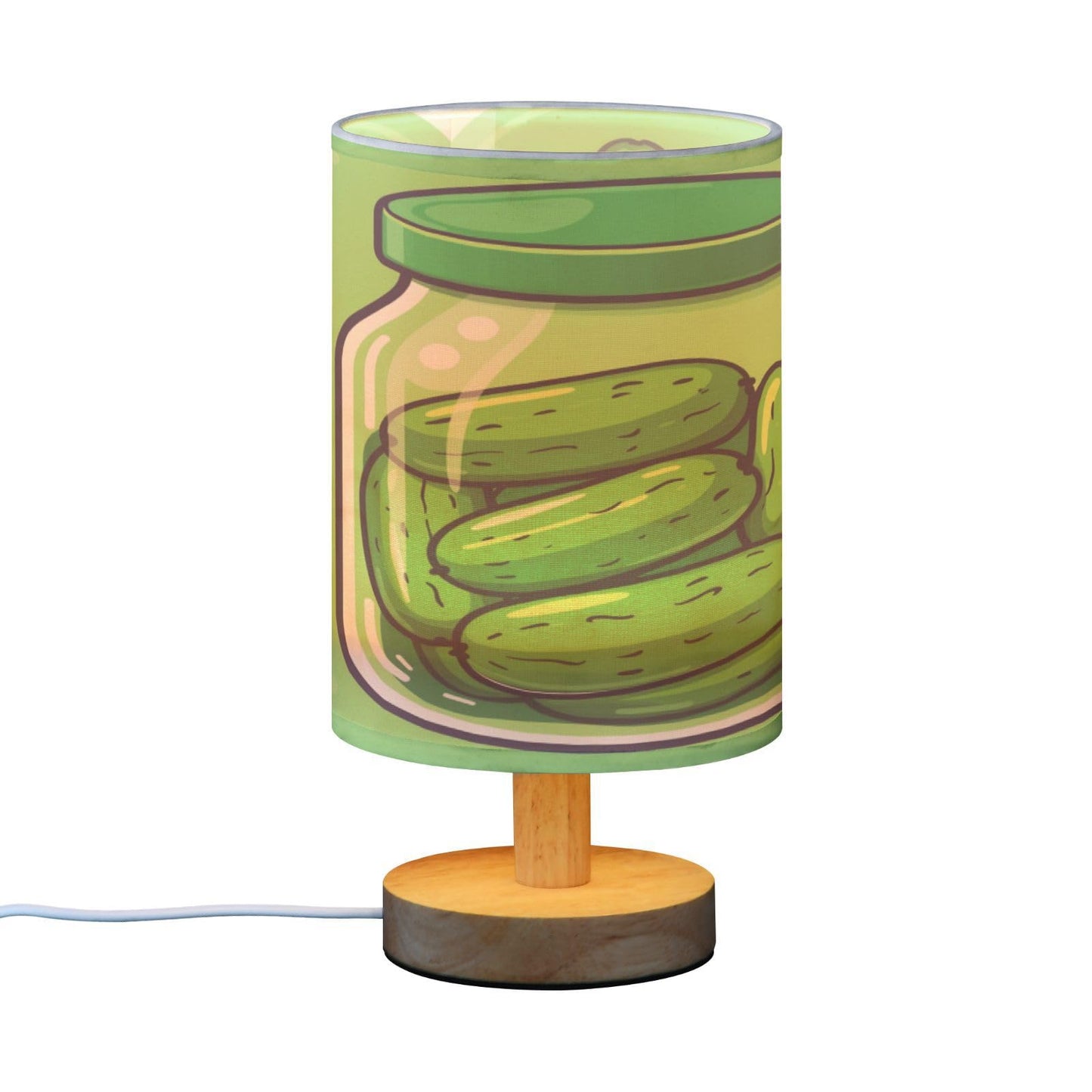 Pickles Cucumber Canning Bedside Lamp Table Lamps Desk Lamp Cylinder Nightstand Lamp for Bedroom Living Room Office Decor
