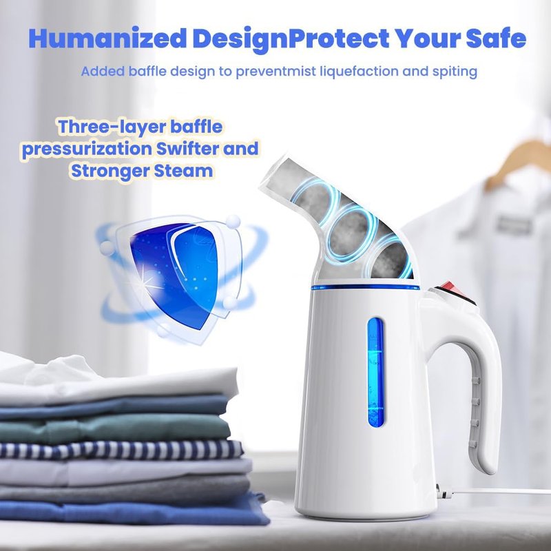 Blesgam Steamer for Clothes 700W, Fast Heat-up in 40S, 120ML Water Tank, 25g/min Strong Penetrating Steam, Portable Clothes Steamer Iron for Travel and Home(GY169)