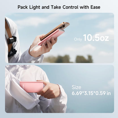 EnergyCell Pilot 4GS Portable Charger 12000mAh Fast Charging Power Bank Dual 3A High-Speed Output Battery Pack Compatible with iPhone 16 15 14 13 12 11 and More (Rose Gold)