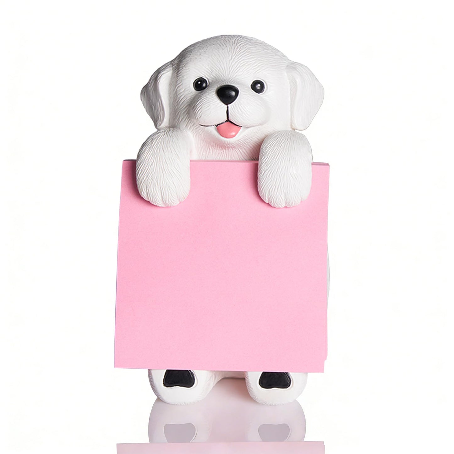 Dog Pop-up Sticky Note Dispenser, Includes 1 Pad of 3x3 in Super Sticky Notes, 100 Sheets, Resin Cute Handmade Desk Holder for Office & Home