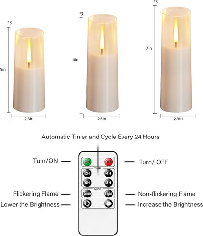 Flickering Flameless Candles,Battery Operated, Flameless Candles with Remote, 2/4/6/8 Hour Timer, Realistic Jumping Flame Effect, Perfect for Home Decor, Holiday Decoration Pcs 9 (White)
