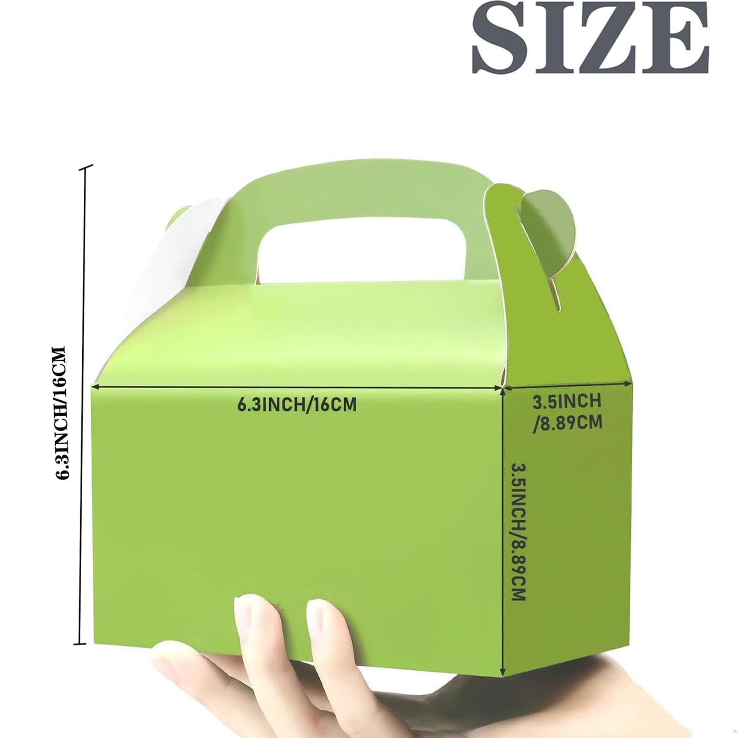 Oletx 30-Pack Green Party Favor Treat Boxes, Goodie Gable Paper Gift Boxes with Handles. Perfect for Gardening/Green Thumbs Party Decoration Supplies and St Patricks Day Gift Giving