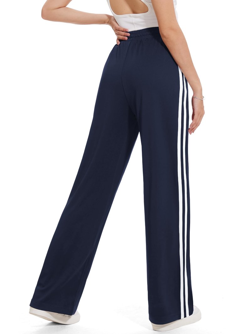 Tapata Women's 30" Inseam Regular Track Pants Loose Straight Leg Jogging Sweatpants Warm-Up Sports Athletic Running, Navy Blue, S