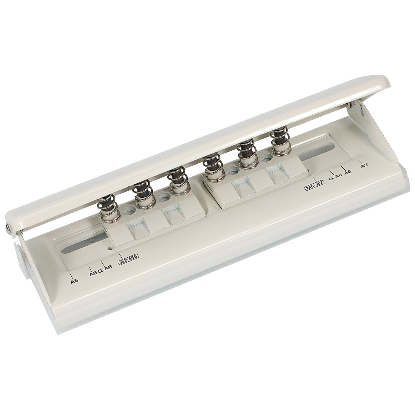 Metal Adjustable 6 Hole Punch for A5 A6 A7 Binders/Planners, Paper Hole Puncher 6 Ring with Guide Rule, 6 Sheet Capacity, Heavy Duty 6 Hole Punch for Binder/Agenda/Notebook/Bookbinding DIY (Off White)