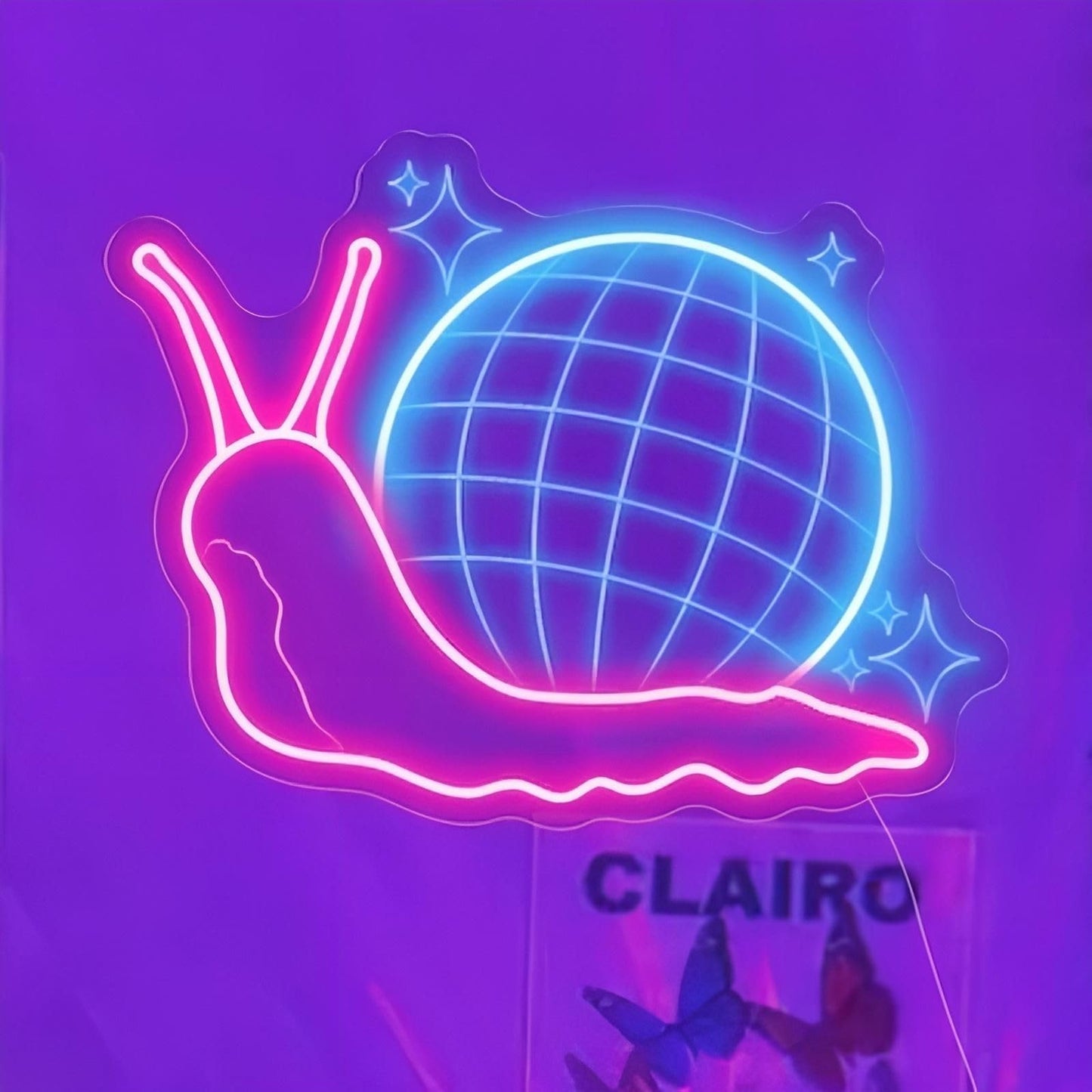 Disco ball Snail Neon Sign, Party Wall Art Neon Bar Sign for Business Beer Music Bar Club Bedroom Windows Glass Hotel Pub Cafe Wedding Birthday Party Gifts, Girl Room Decor, Disco Music Lover