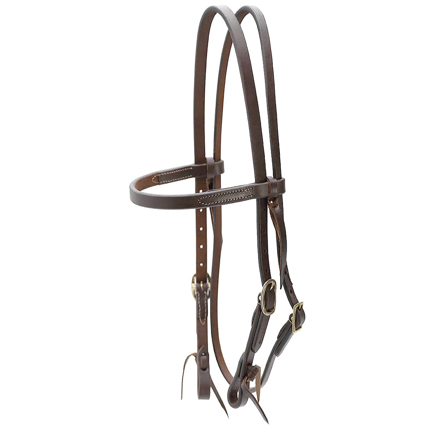 Jeffers LuxeLeather Heavy Oiled Leather Browband Headstall with Water Tie Bit Ends for Horses - Adjustable Western Horse Bridle Headstall, Harness Leather Tack for Riding Training Trail - Full Size