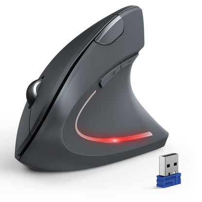 TECKNET Ergonomic Mouse, Wireless Bluetooth Vertical Mouse, 4800 DPI Optical Tracking, 6 Adjustable DPI, Quiet Clicks, 2.4GHz with USB A Receiver, 12 Months Battery, 6 Buttons, Wide Compatibility