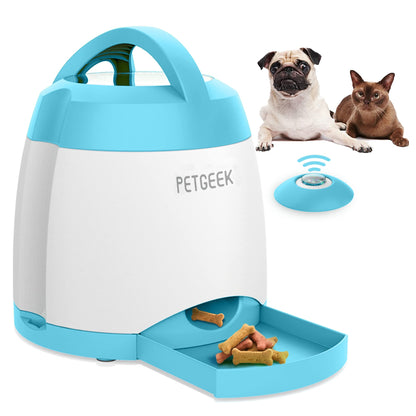 PETGEEK Dog Food Dispenser Toy, Treat Dispensing Dog Toys for IQ Training, Interactive Puzzle Toys to Keep Them Busy, 3000mAh USB Rechargeable Pet Treat Dispenser with Push Remote Button, 400ml