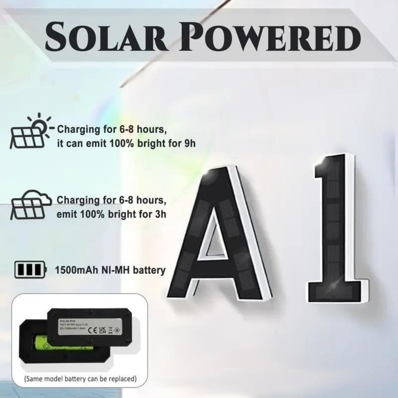 KUZEOLON 9 Inch Solar-Powered Outdoor House Number Light, No Wiring, Light Up House Numbers for Outside with Solar Panel, Waterproof LED Address Numbers for Home (1-9) (number7)