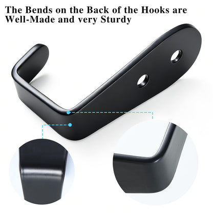 IBERDE Stainless Steel Hooks for Hanging, Heavy Duty Hook, Wall Hooks Key Holder Wall Mount Hanger Coat Hook Garage Storage Screw Utility Hooks, 8 Pack (Black)