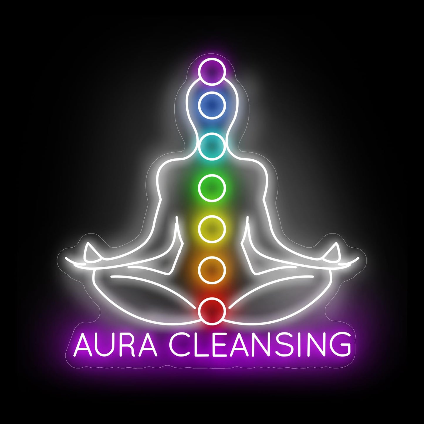 Aura Cleansing Neon Sign, Aura Clean Led Sign, Isha Yoga Neon Light, Meditation Led Light, Vipassana Wall Art, Mindfulness Home Wall, Pilates Studio Art Yoga Lover Gift, Psychic Chakras Healing Exercise