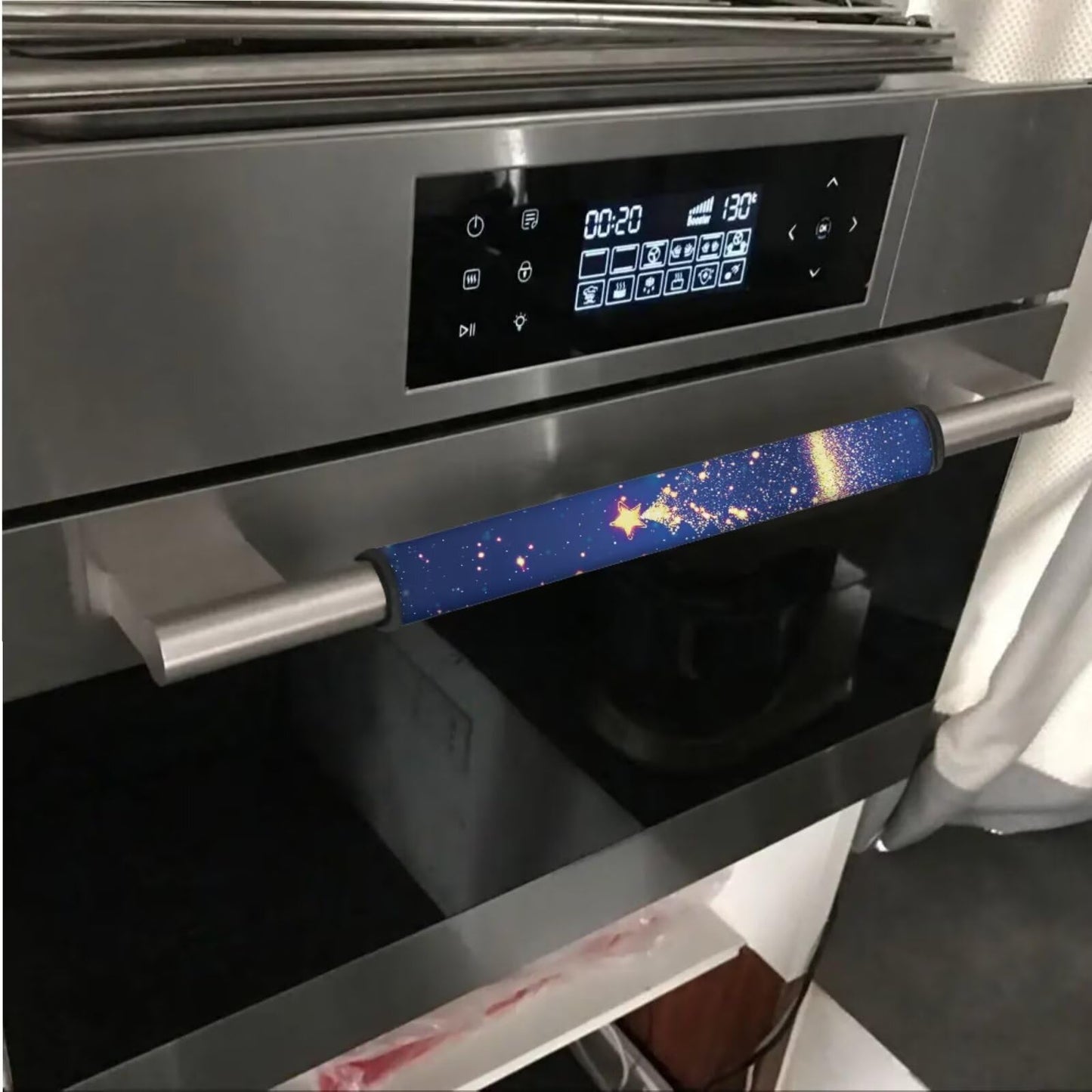 Txsniver Refrigerator Door Handle Covers Washable Neoprene Kitchen Appliance Gloves with Hook and Loop Fastener Handle Protector Home Decor, 6 PCS,Christmas Star Tree Topper Deep Blue