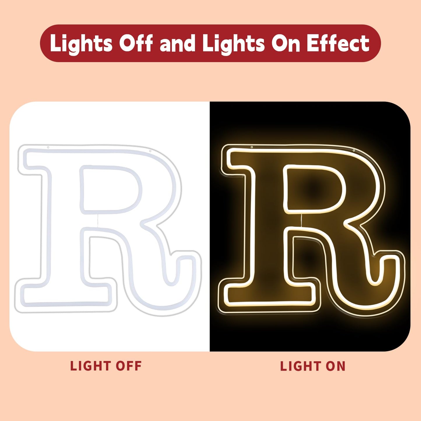 RumonZS Light Up Letters R LED Letters Lights Neon Sign 26 Alphabet 11.8"Decorative Lighted Alphabet for Wedding Party Birthday Bar Christmas Home Decor Letter Lights (Warm White)