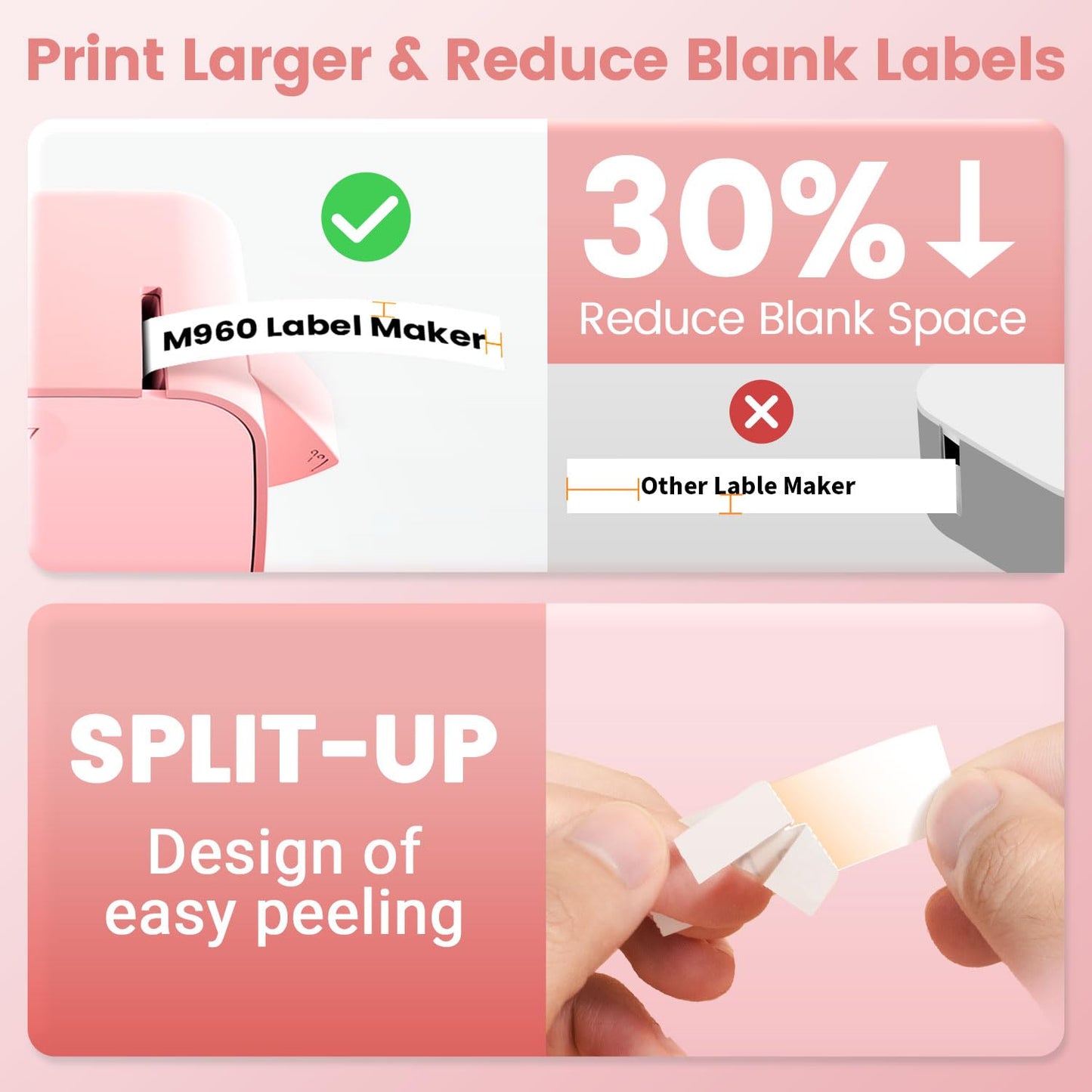 Label Maker Tape- M950 Laminated Labels, 12mm 0.5 Inch, 4m, Black on White, for PT-M95 PT-90 PT-70 M950 Label Maker, Compatible with P Touch M Tape,M231 MK231,for Back to School Supplies