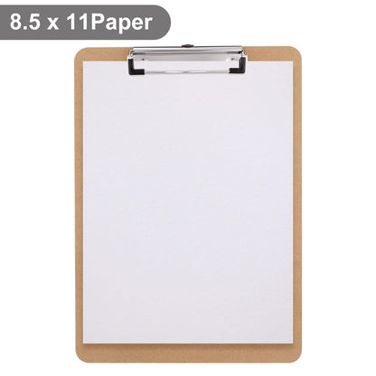 Macroclo Wood Clipboards Set of 2, Letter Size Hardboard Clip Board 8.5x11 for Classroom, Students, Kid, A4 Standard Size 9" x 12.5" with Low Profile Clip, Office & School Supply