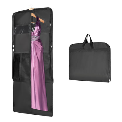 Univivi 60 '' Foldable Extra Long Dress Garment Bag, Premium Breathable & Tear-resistant Hanging Dress Cover for Travel and Closet Storage with Mesh Shoe Pocket and 2 Carry Handles