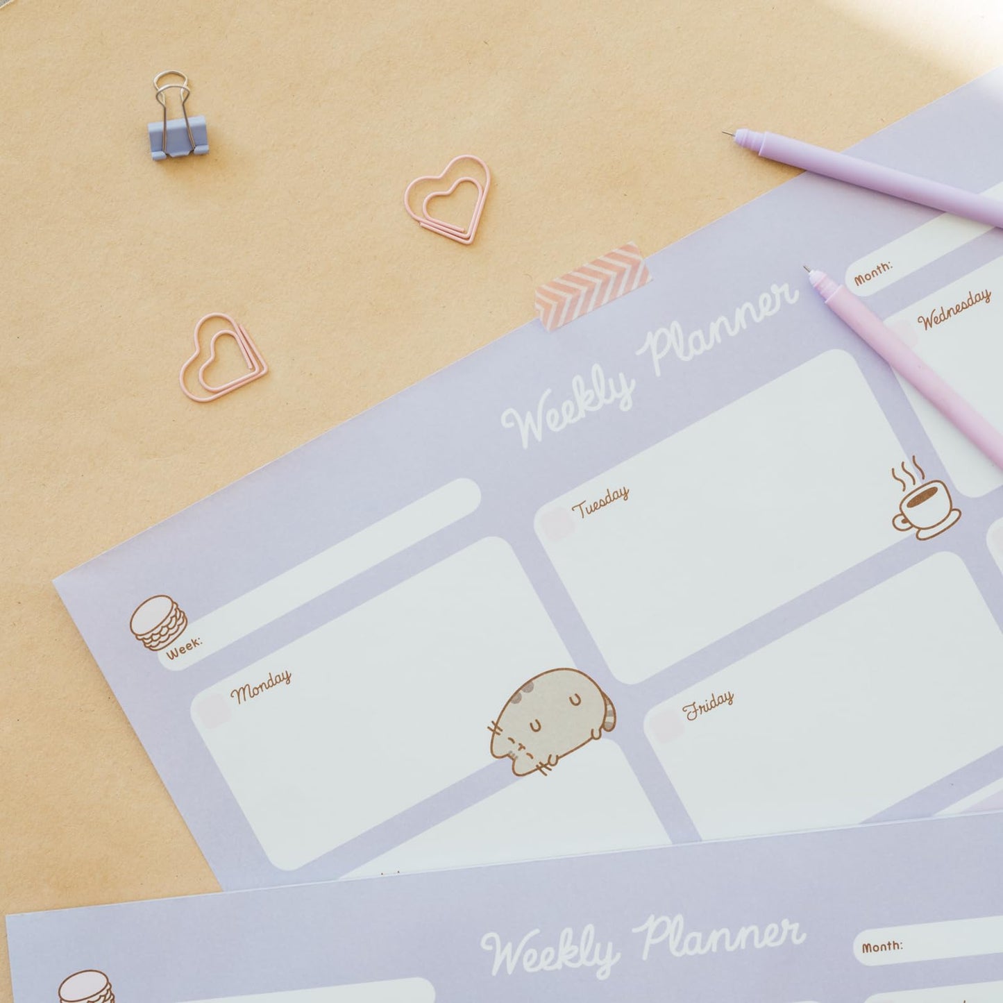 To Do List Notepad Pusheen Calendar A3 | Daily, Weekly Planner | ADHD Planner Pad | 54 Tear-Off Sheets 90 gsm | Pusheen Stationery | Improve Productivity | Task Planner