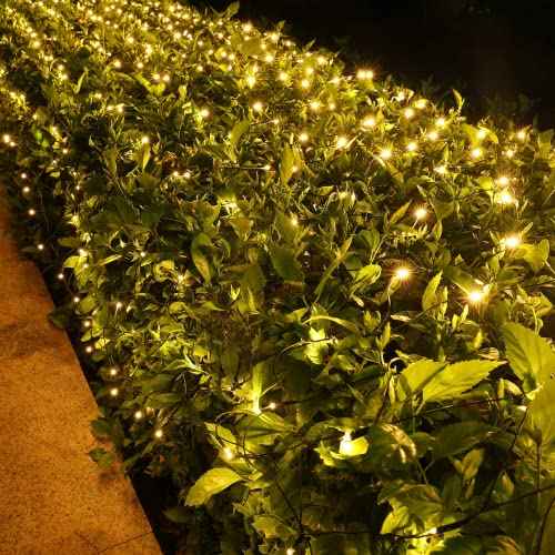 12ft x 5ft 360 LED Christmas Net Lights, 8 Modes Waterproof With Timer Low Voltage Connectable Mesh Lights for Trees, Bushes, Shurb, Garden, Outdoor Decoration(2 Pack, Green Wire, Warm White)