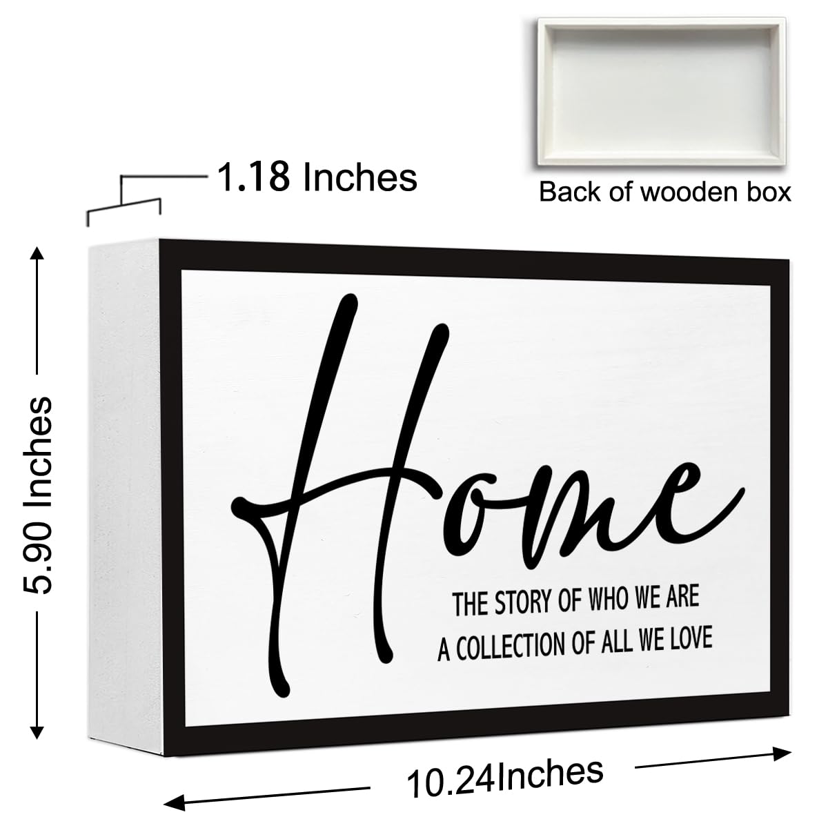Home the Story of Who We are Sign Wooden Box Desk Decor,Rustic Farmhouse House Wood Block Sign for Home Living Room Shelf Tabletop Decor 10'' x 6''
