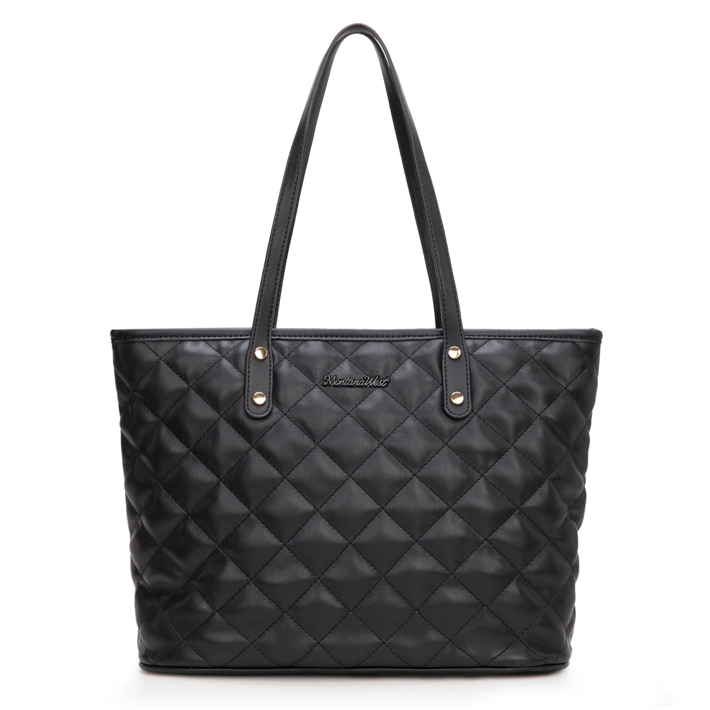 Montana West quilted black tote bag for women large tote purse for women shoulder bag womens handbags hobo purse with top zipper MWC-084BBK