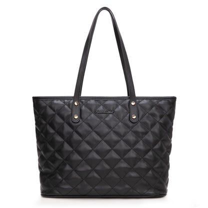 Montana West quilted black tote bag for women large tote purse for women shoulder bag womens handbags hobo purse with top zipper MWC-084BBK