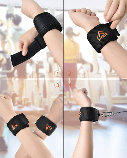 ATENTO 2 Pairs Ankle Strap for Cable Machine, Comfortable Padded Ankle Wrist Cuffs for Kickbacks, Gym, Glutes Workout & Lower Exercises, Adjustable & Breathable Ankle Straps for Women & Men