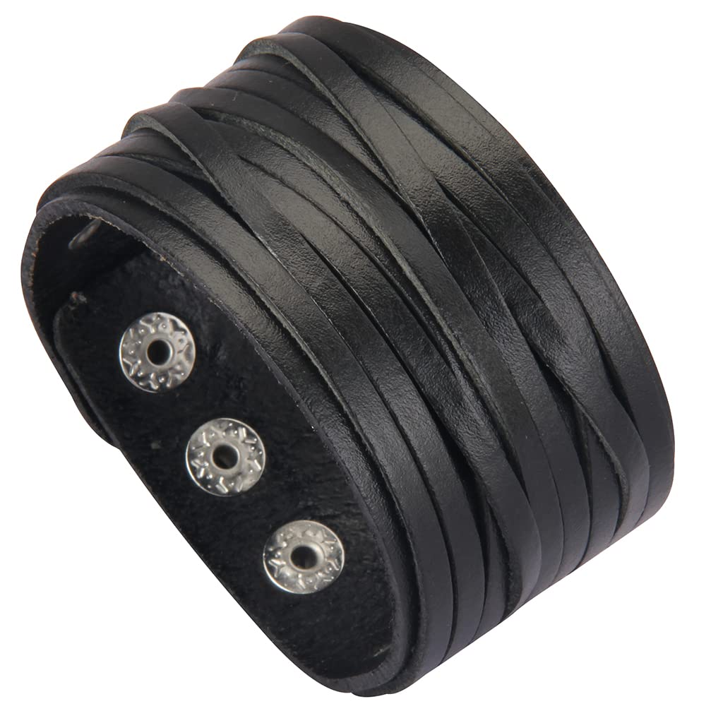 GelConnie Punk Leather Bracelet Cuff Bangle Multi Straps Wristband Adjustable Wrap Bracelets for Men, Women LPB2221-1