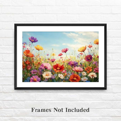 Yesad Colorful Wildflower Canvas Wall Art, Flowers Pictures Prints Printing Botanical Wall Art Floral Artwork Watercolor Flower Wall Décor for Living Room Bedroom Farmhouse (Unframed,12”x8”, Flower)