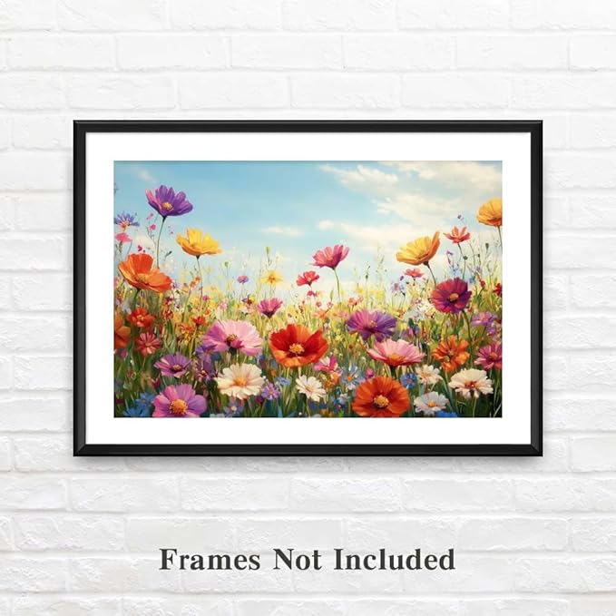 Yesad Colorful Wildflower Canvas Wall Art, Flowers Pictures Prints Printing Botanical Wall Art Floral Artwork Watercolor Flower Wall Décor for Living Room Bedroom Farmhouse (Unframed,24”x16”, Flower)