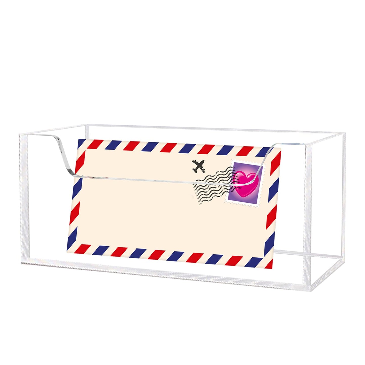 Mail Holder for Table, Acrylic Letter Holder Box for Desk or Wall Mount, Mail Organizer Countertop, Clear