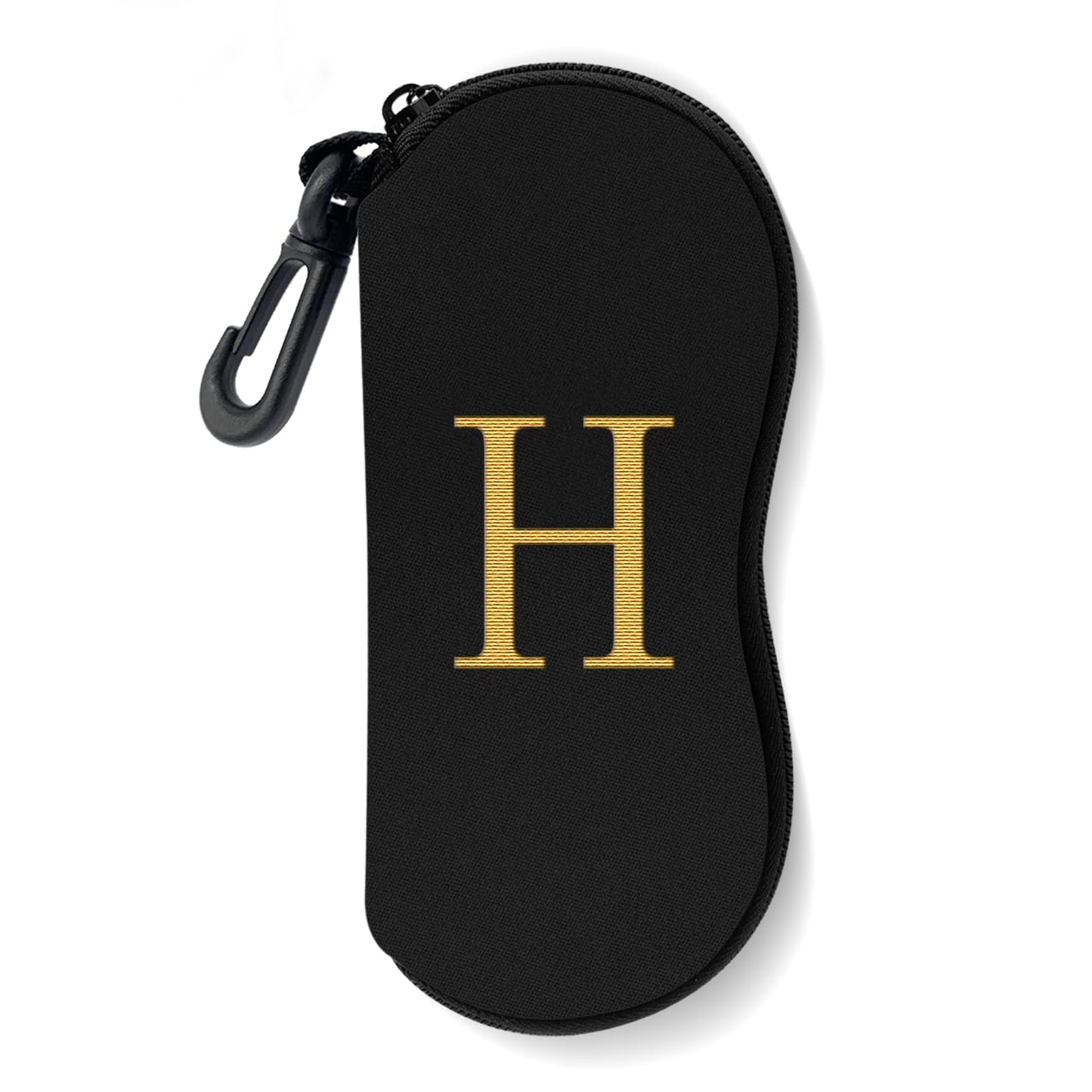 NPOOYI Initial Sunglasses Soft Case, Ultra Light Portable Neoprene Zipper Glasses Case for Men Women, Letter H