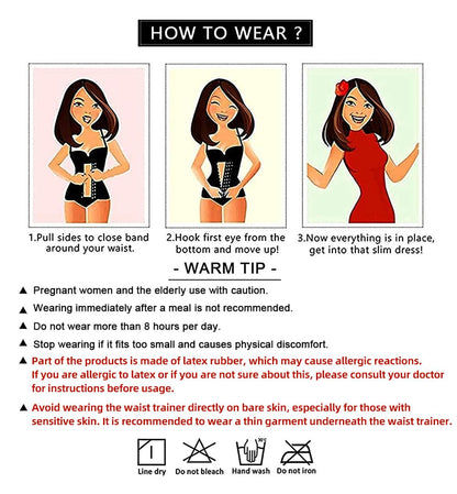 YIANNA Waist Trainer for Women Tummy Control Latex Underbust Waist Corsets Cincher Hourglass Sports Girdle Body Shaper 4 Hooks, (Size M, Black)