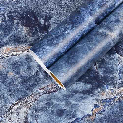 CHIHUT Marble Contact Paper Peel and Stick 12''x100'' Blue Marble Wallpaper for Countertops Waterproof Self Adhesive Countertop Contact Paper Decorative Vinyl Film for Cabinets Desk Shelf Liner