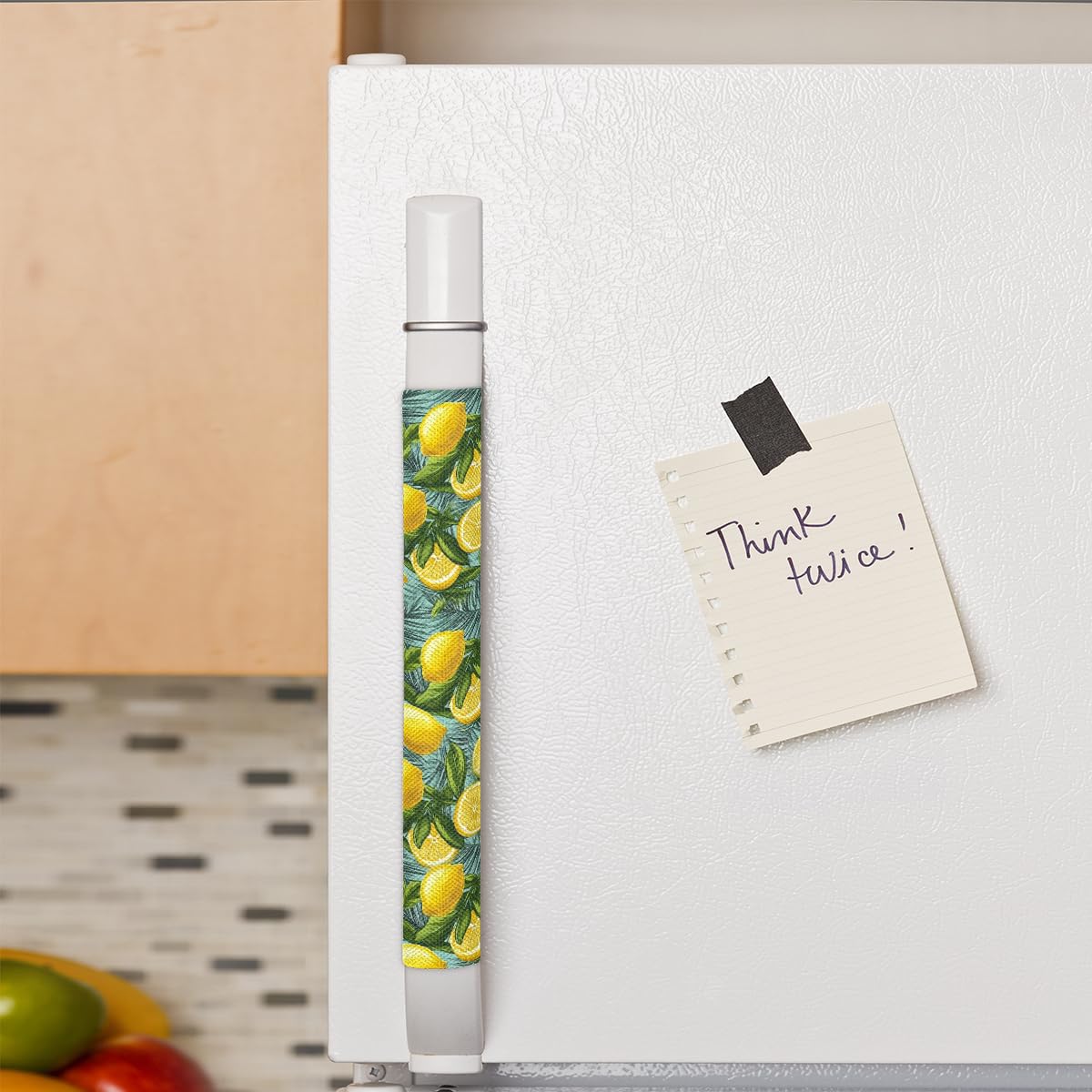 Pardick Refrigerator Door Handle Covers Set of 2, Lemon Flowers Fridge Handle Covers Appliance Handle Covers Protector for Microwave Oven Stove Dishwasher, Keep Your Kitchen Appliance Clean