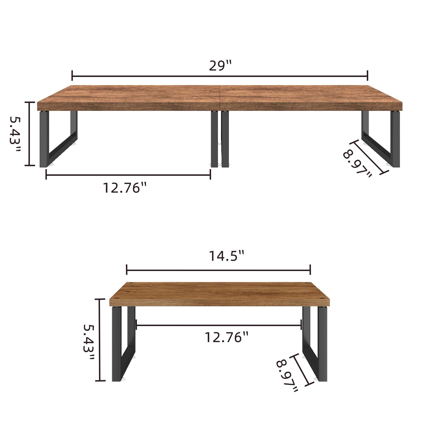 Simple Trending 2 Pack Monitor Stand Riser, Wood Desk Storage Organizer for Office Laptop, Computer, Antique Brown