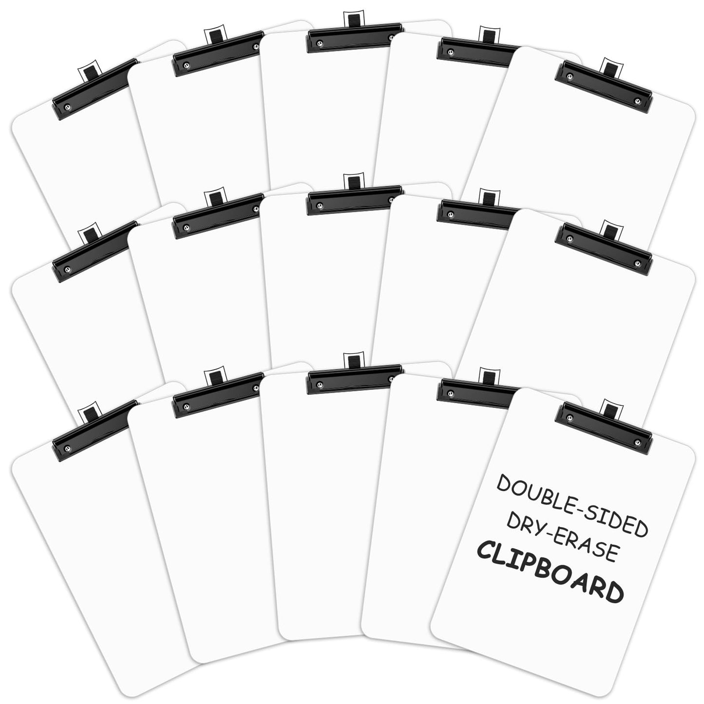 Zoenley Dry Erase Wood Clipboard with Pen Holder, 9 x 12.5'' Double-Sided White Board for Classroom, Students, Kid, Clip Board 8.5x11'' with Low Profile Black Clip, Office & School Supply(15 Pack)