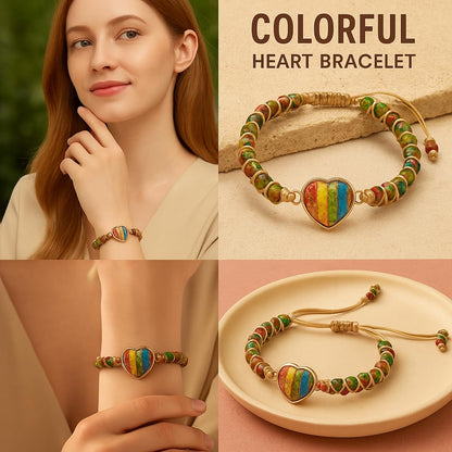 "SS Boutique" 7 Chakra Healing Heart Gemstone Bracelet – Handmade Natural Stone Wrap for Meditation, Energy, Spiritual Protection, and Mental Health Balance – 1 Strand 1 Piece Leather Bracelet