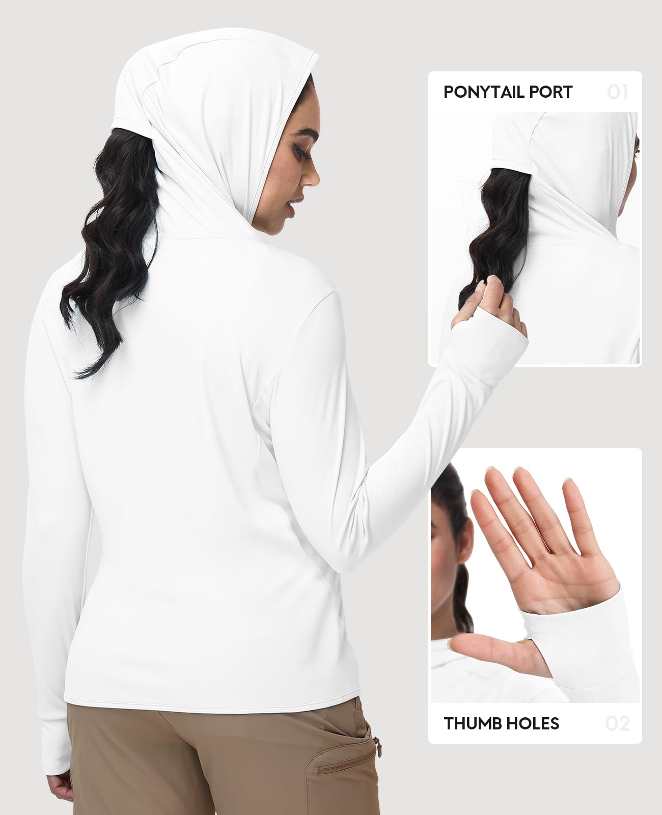 Haimont Women's UPF 50+ Full Zip Sun Hoodie White S