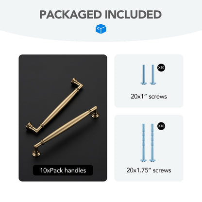 HOME EDIT 10 Pack 6-1/4 Inch Champagne Bronze Cabinet Handles Solid Zinc Alloy Pulls for Kitchen, Dresser, Closet & Bathroom Cabinets Hardware