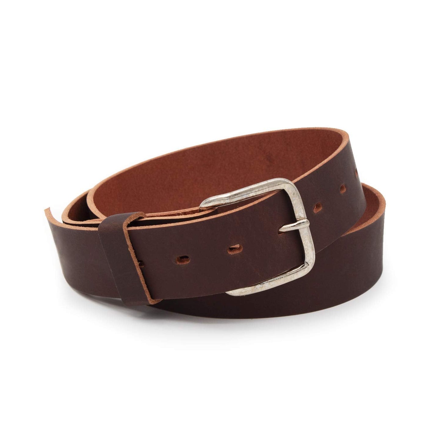 Main Street Forge Journeyman Leather Belt | Made in USA | Brown w/Silver Buckle | Size 34