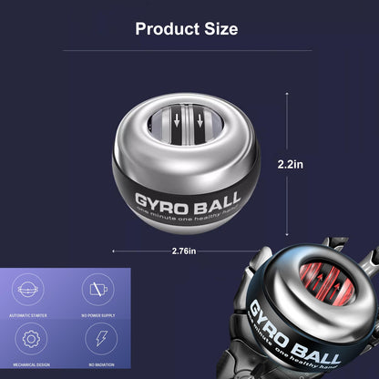 All-Metal Power Gyro Ball(2026 New 6-Level Color-Shifting), Weighted Auto-Start Hand Wrist Forearm Trainer and Strengthener for Exercise Joint and Muscle with Led Light (with Ball Bag)