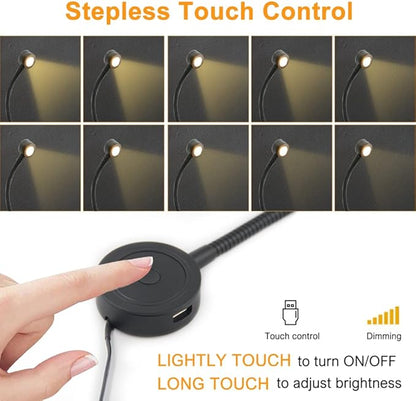 VST Bed Reading Lights for Headboard, Bedside Wall Mounted Reading Lamp, Reading Light Touch to Adjust Brightness with USB/Type-C Charging Ports, ETL-Listed