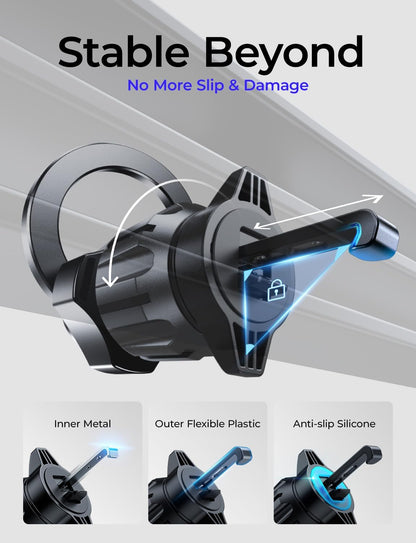 LISEN for MagSafe Car Mount iPhone 17 Car Accessories for Men Women Interior,Magnetic Phone Holder for Car [95% Increase Magnetic] Truck Vent Phone Mount 2X Mat Fit GPS iPhone 17 Pro Max Air 16 15