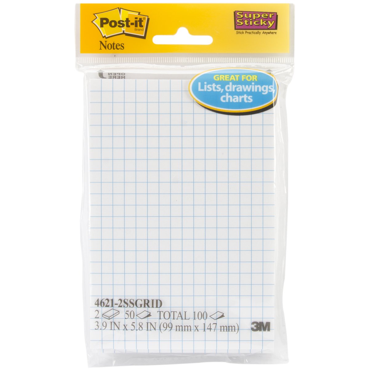 Post-It Super Sticky Notes on Grid Paper