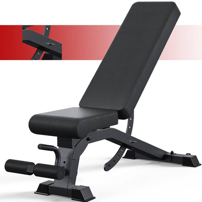 Adjustable Weight Bench with 12x4x4 Positions, 1200LB Heavy Duty Workout Bench for Home Gym, Commercial Incline-Flat-Decline Bench Press for Full Body Fitness, Fully Upright Backrest with 4 Suitable Leg Rest Gears