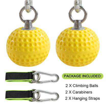 Climbing Pull Up Power Ball Hold Grips with Straps, Non-Slip Hand Grips Strength Trainer Exerciser for Bouldering, Pull-up, Kettlebells, Fitness, Workout