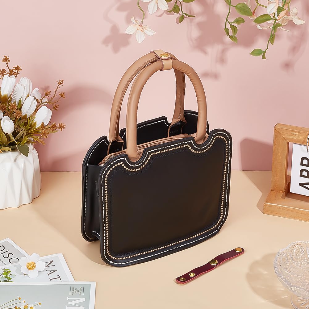 PH PandaHall 4Pcs Leather Purse Shortener Adjustable Buckles 4.5 inch Leather Snap Buckles Closures Bag Handle Keeper Non Slip Lock for Shoulder Strap Handbag Tote Bags(Beige/Red Brown)